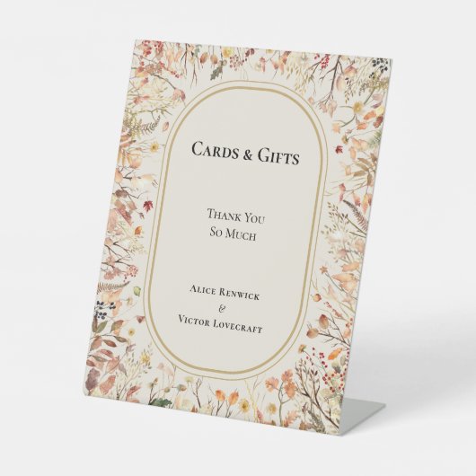 Vintage Rustikale Herbstbeige Hochzeitskarten und  Sockelschild (Vorderseite)