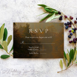 Vintage Rustikale Herbstwaldhochzeit RSVP Karte