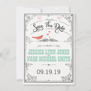 Vintage rustikale Herzkranzkoralle Save the Date