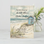Vintage Rustikale Hochzeit am Küstenstrand Einladung (Stehend Vorderseite)