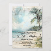 Vintage Rustikale Hochzeit am tropischen Strand Einladung (Vorderseite)