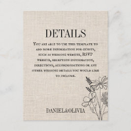 Vintage Rustikale Hochzeit Begleitkarte