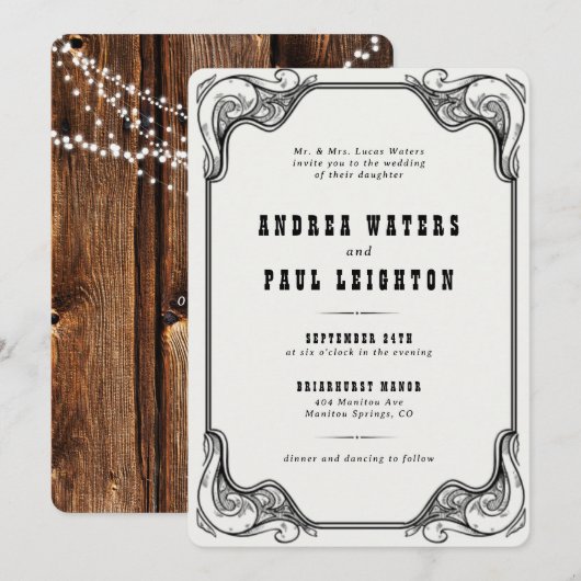 Vintage Rustikale Hochzeit Einladung (Vorne/Hinten)