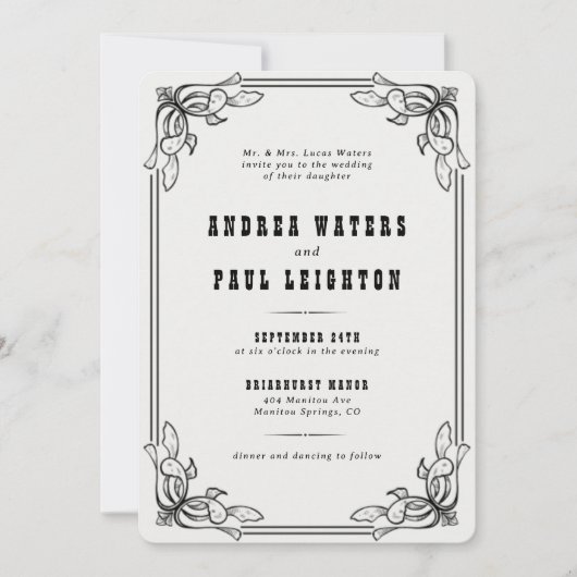 Vintage Rustikale Hochzeit Einladung (Vorderseite)