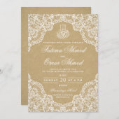 Vintage rustikale Hochzeit islamischer Moslems Einladung (Vorne/Hinten)