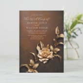 Vintage rustikale Hochzeit mit 3 Metallic Einladung (Stehend Vorderseite)