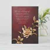 Vintage rustikale Hochzeit mit 3 Metallic Einladung (Stehend Vorderseite)