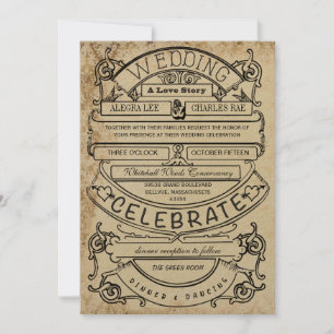 Vintage rustikale Hochzeit und moderne Typografie Einladung