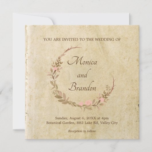 Vintage rustikale Hochzeitseinladung Einladung (Vorderseite)