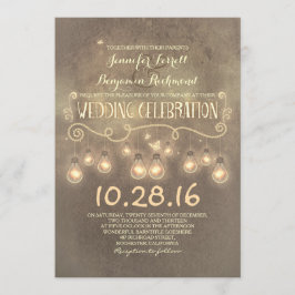 Vintage rustikale Hochzeitseinladung mit Lichtern Einladung