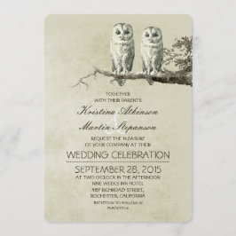 Vintage rustikale Hochzeitseinladungen mit OWL-Paa Einladung