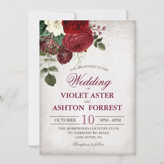 Vintage Rustikale Hochzeitsfeier Einladung (Vorderseite)