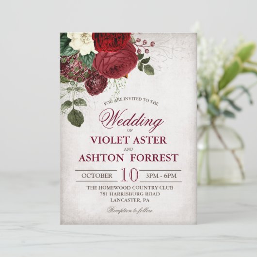 Vintage Rustikale Hochzeitsfeier Einladung (Stehend Vorderseite)