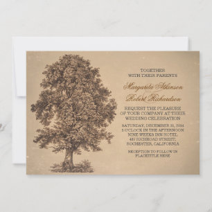 vintage rustikale Hochzeitskarten aus altem Eichen Einladung