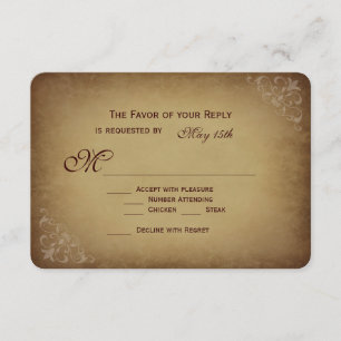 Vintage Rustikale Hochzeitskarten RSVP an runden E Karte