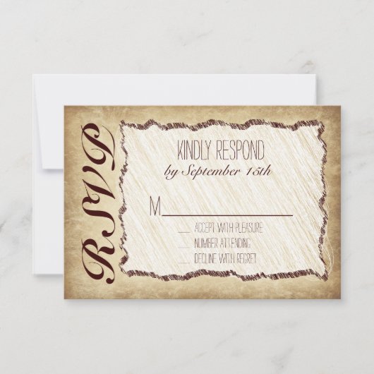 Vintage Rustikale Hochzeitskarten RSVP Karte (Vorderseite)