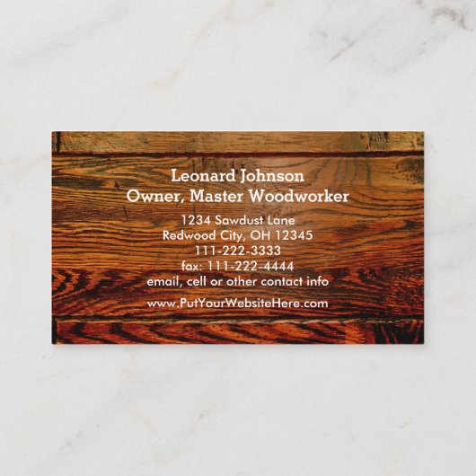 Vintage rustikale hölzerne visitenkarte (Rückseite)