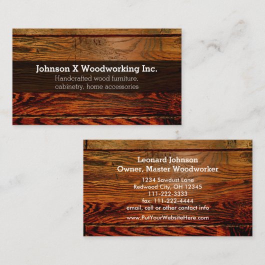 Vintage rustikale hölzerne visitenkarte (Vorne/Hinten)