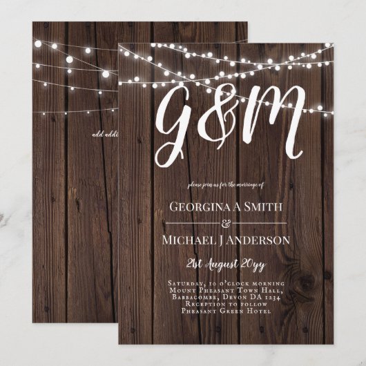 Vintage Rustikale Holzliegestecher Einladung (Vorne/Hinten)