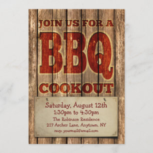 Vintage Rustikale Holzschnitzel GRILLEN Einladung