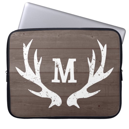 Vintage rustikale Jagdhirschgeweih-Laptoptasche Laptopschutzhülle (Vorderseite)