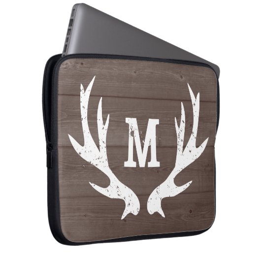 Vintage rustikale Jagdrotwildgeweih-Laptophülse Laptopschutzhülle (Vorne Rechts)