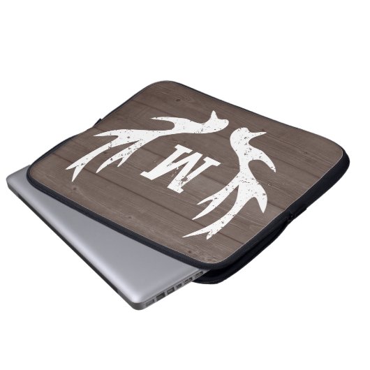 Vintage rustikale Jagdrotwildgeweih-Laptophülse Laptopschutzhülle (Vorne Knopf)