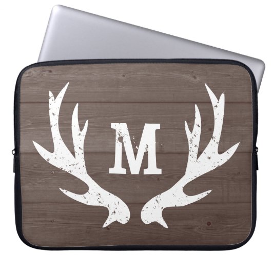 Vintage rustikale Jagdrotwildgeweih-Laptophülse Laptopschutzhülle (Vorderseite)