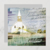 Vintage rustikale Kapelle Hochzeit Einladung (Vorne/Hinten)