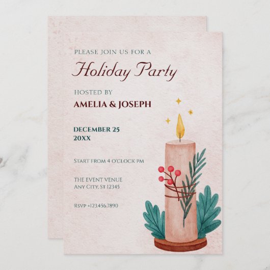 Vintage rustikale Kerzenschreie - Neues Jahr Einladung (Vorne/Hinten)