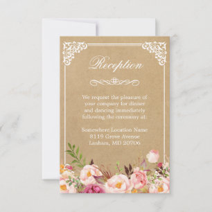 Vintage rustikale Kraft Hochzeitsempfang Einladung