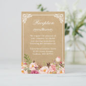 Vintage rustikale Kraft | Hochzeitsempfang Einladung (Stehend Vorderseite)
