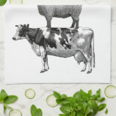 Vintage Rustikale Landtiere Pyramide Geschirrtuch (Gefaltet)