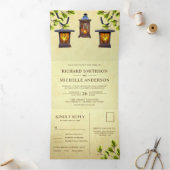 Vintage rustikale Lanterneisen in einer Hochzeit Dreifach Gefaltete Einladung (Innenseite)