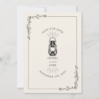 Vintage rustikale Laterne Hochzeit Termin vormerke