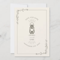 Vintage rustikale Laternenfeier retten das Datum