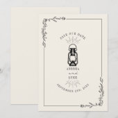 Vintage rustikale Laternenhochzeit speichert das D Save The Date (Vorne/Hinten)
