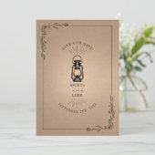 Vintage Rustikale Laternenpfeife Save The Date (Stehend Vorderseite)
