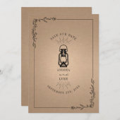 Vintage Rustikale Laternenpfeife Save The Date (Vorne/Hinten)