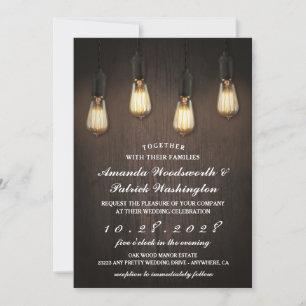Vintage Rustikale Lichter Schicke Hochzeits Einlad Einladung