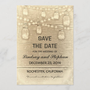 Vintage rustikale Mason-Gläser Save the Date Karte