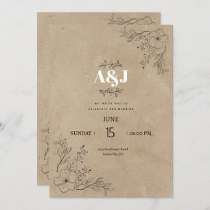 Vintage Rustikale Minimalistische Parcheihe Einladung