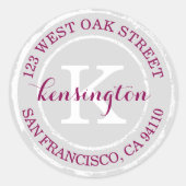 Vintage rustikale Monogramm | Round-Address-Label Runder Aufkleber (Vorderseite)