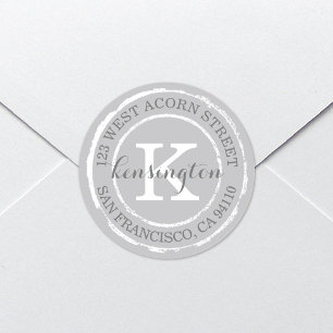 Vintage rustikale Monogramm   Round-Address-Label Runder Aufkleber