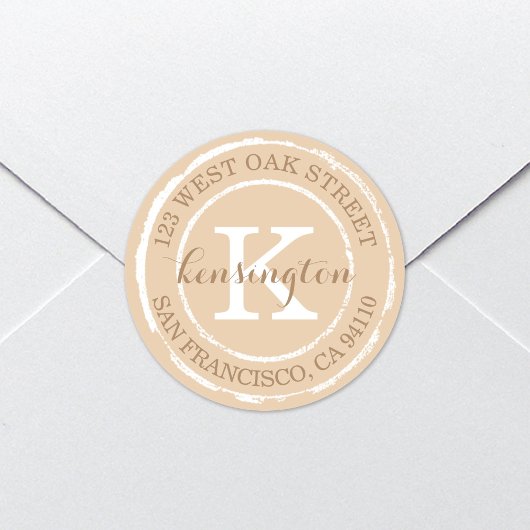 Vintage rustikale Monogramm | Round-Address-Label Runder Aufkleber