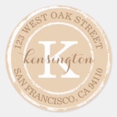 Vintage rustikale Monogramm | Round-Address-Label Runder Aufkleber (Vorderseite)