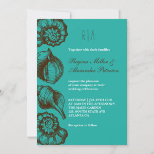 Vintage rustikale Muschel-Strand-Hochzeitseinladun Einladung