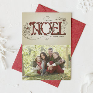 VINTAGE RUSTIKALE NOEL-TYPografie FEIERTAGS-FOTOKA Feiertagskarte