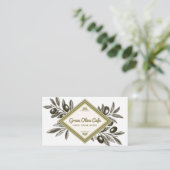 Vintage Rustikale Olivenzweige Rahmen Restaurant Visitenkarte (Stehend Vorderseite)