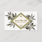 Vintage Rustikale Olivenzweige Rahmen Restaurant Visitenkarte (Vorderseite)